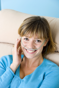 image depicting woman using oxygen and feeling better